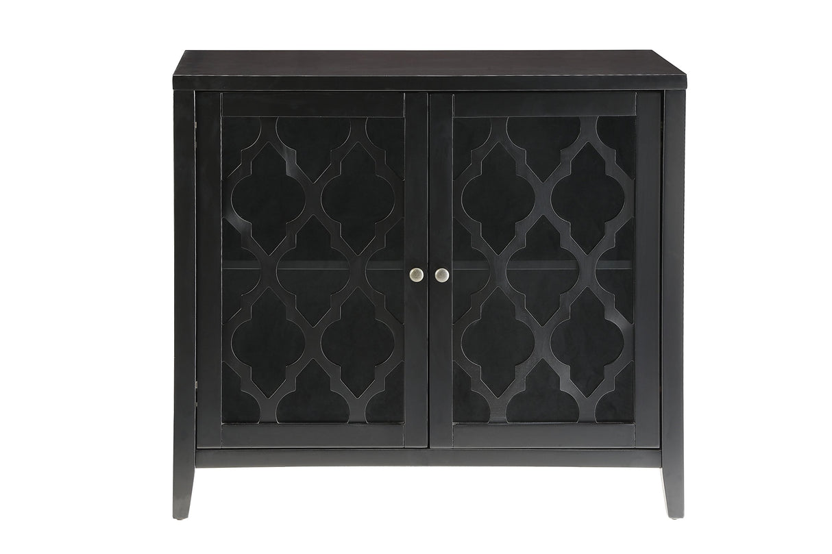 Ceara Storage Wooden Console Table with 2 Glass Doors in Black