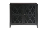 Ceara Storage Wooden Console Table with 2 Glass Doors in Black