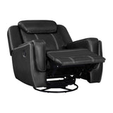 Swivel Glider Recliner Chair, Nursery Glider, Faux Leather Recliner Chair with Headrest, Manual Recliner Sofa Chair for Living Room/Office/Apartment, Black