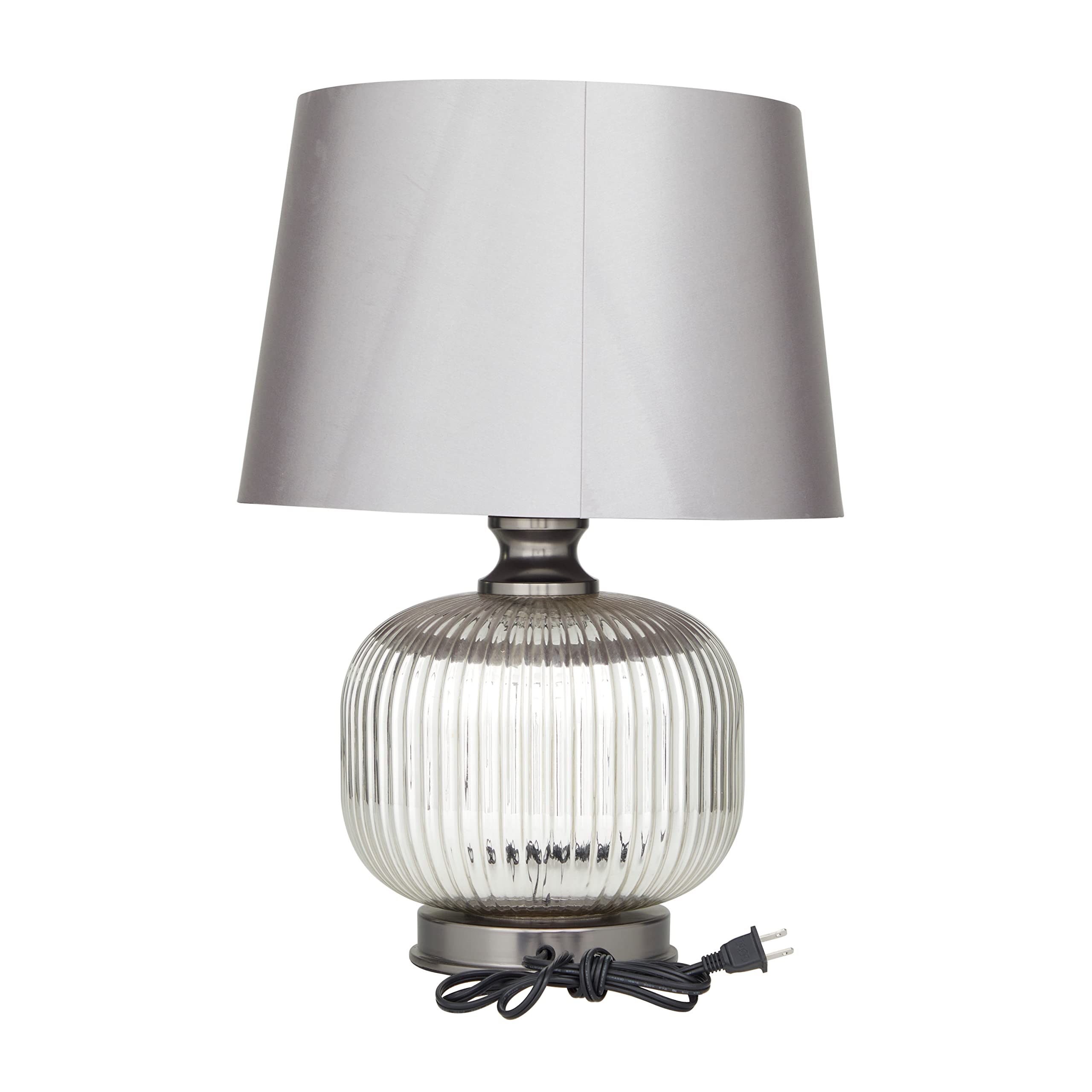Glass Table Lamp, 15" x 15" x 21", Silver