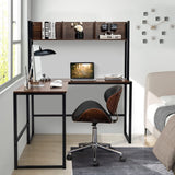 Tangkula Reversible L-Shaped Desk with Hutch, Space Saving Corner Computer Desk with Storage Shelves, Home Office Study Writing Desk Computer Workstation with Storage Bookshelf, Gaming Desk