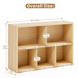 2-Tier Montessori Solid Wood Shelves Toy Organizers and Storage,5-Compartment Storage Cabinet