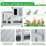 Rabbit Hutch with 2 Deeper No Leak Trays & 4 Casters, 37 Inch Rabbit Cage Pet House