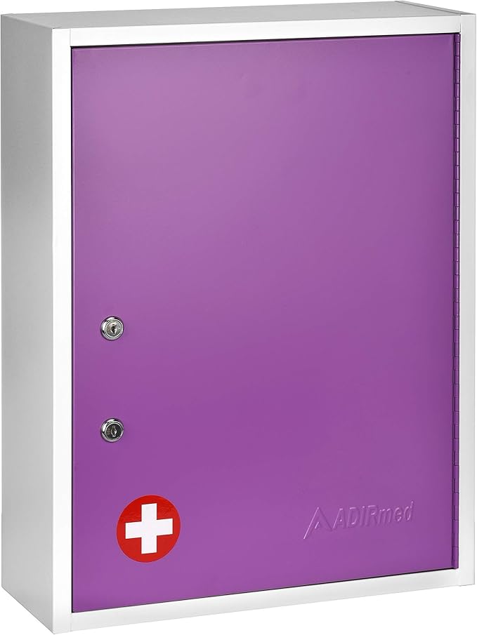 Locking Medicine Cabinet Wall Mounted First Aid Cabinet with Lock, Lockable Wall Medicine Cabinet