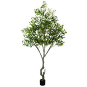 8FT Faux Olive Tree Indoor, Realistic Large Artificial Olive Tree with Bendable Branches