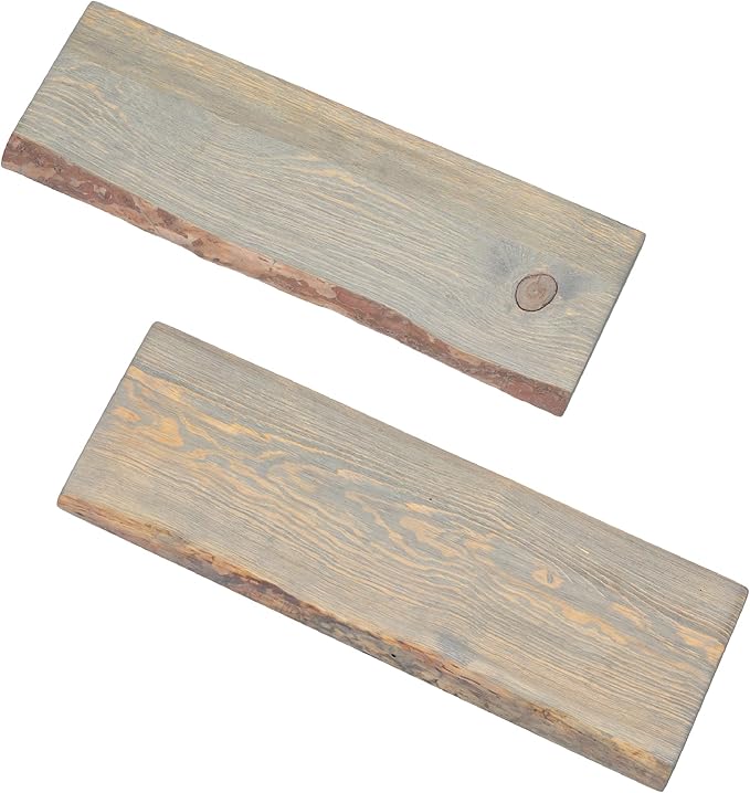 36” Sustainable Sunset Cedar Live Edge Wood Shelf (Wood Only) 2-Pack