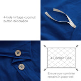 SunStyle Home 100% Cotton Duvet Cover Set Breathable Soft King Navy Blue Duvet Cover 3 Pieces Bedding Set with Buttons Closure Comforter Cover Set (1 Duvet Cover +2 Shams)