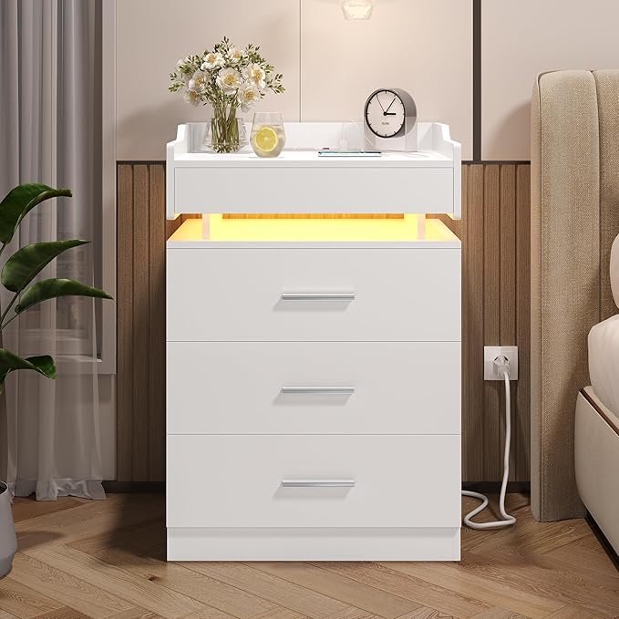 LED Nightstand Set of 2, Large Night Stand