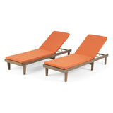 Madge Oudoor Chaise Lounge with Cushion (Set of 2), Gray Finish, Rust Orange