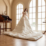 Feather Down Comforter King Size,All Season White Duvet Insert,Hotel Luxurious 100% Skin-Friendly Cotton Bed Comforter,Medium Warmth