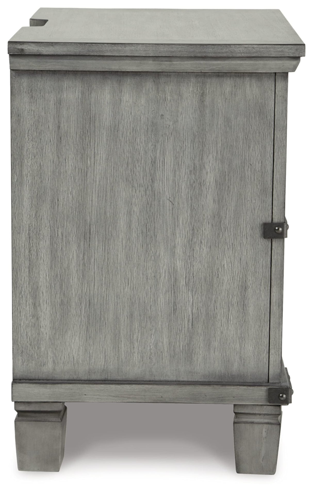 Signature Design by Ashley Russelyn Rustic 2 Smooth-Gliding Drawers Night Stand with Outlets & USB Ports, Gray