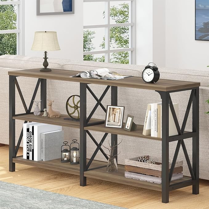 Industrial Console Table, Rustic Wood and Metal Sofa Table, Hallway Entry Table