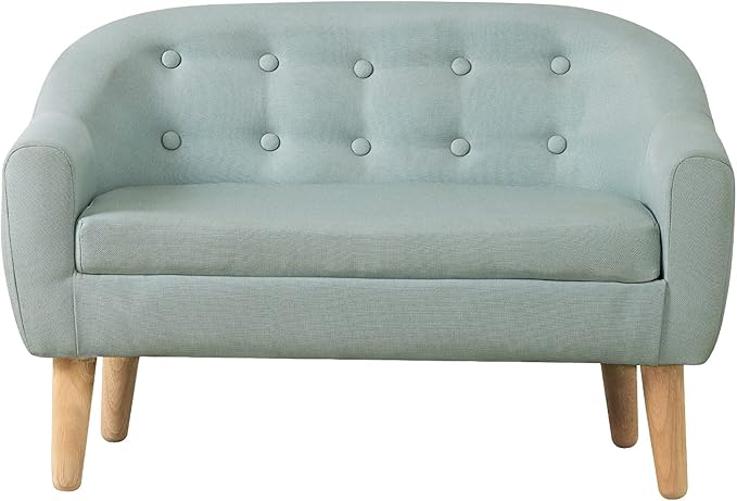 Toddler Sofa Chair/Kids Sofa Couch/Linen Fabric 2-Seater Upholstered Sofa Chair for Toddler Ages up to 4 / Baby Gift for Girls & Boys (30" W) (Gray)