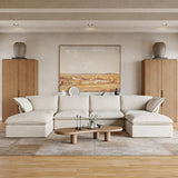 JACH U Shape Couch Sectional for Living Room, Convertible Sectional Sofa, Modern Deep Seat Cloud Couch, Modular Sectional Couch with Ottomans for Living Room, Office, Apartment (6-Seat, Beige)