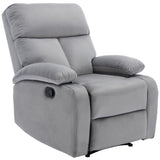 Manual Recliner Chair, Small Recliner Chairs for Adults with Overstuffed Back and Arms, Lazy Boy Recliner Chair, Velvet Reclining Chairs for Living Room, Bedroom, Home Theater, Gray