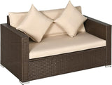 Patio Wicker Loveseat with Cushions