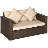 Patio Wicker Loveseat with Cushions