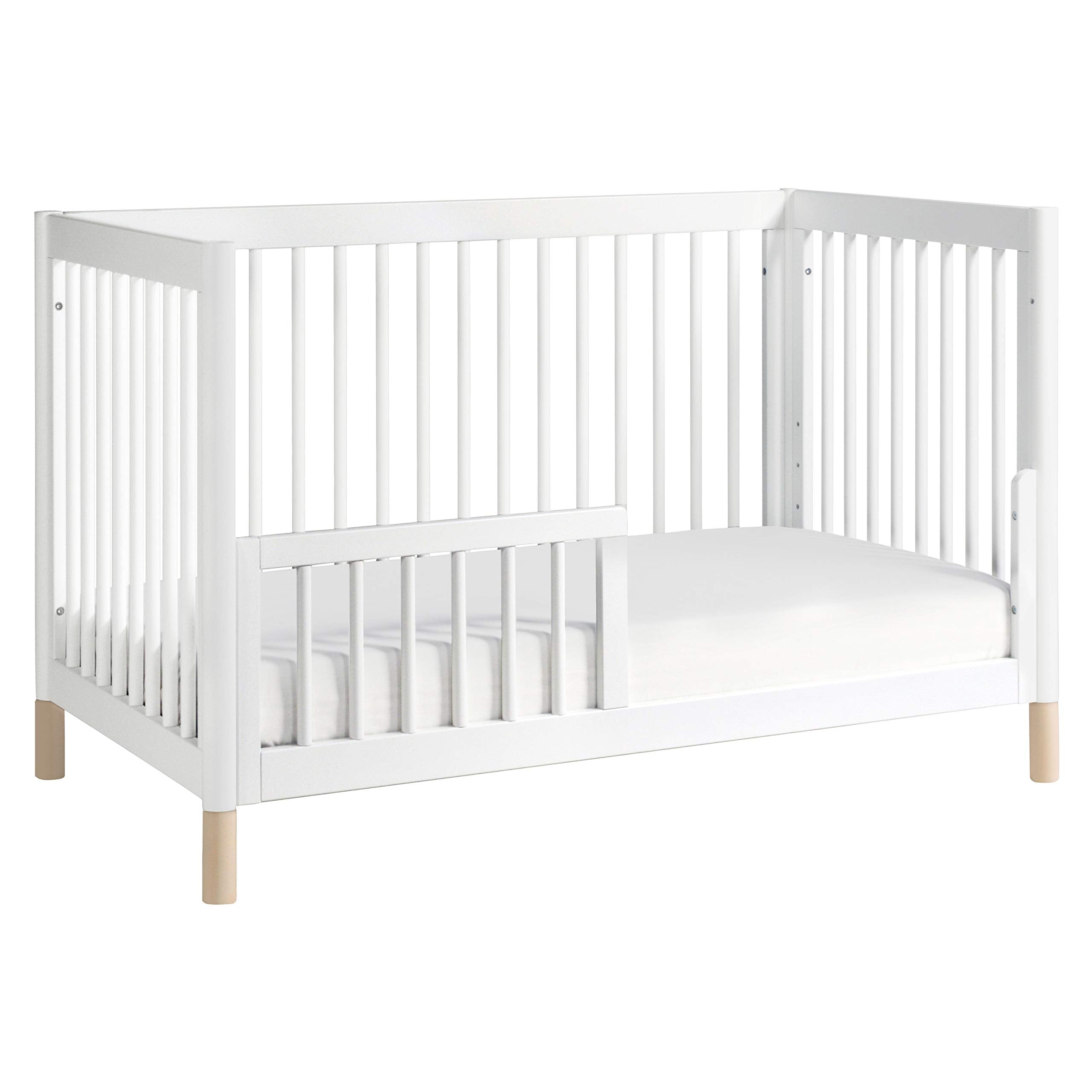 Gelato 4-in-1 Convertible Crib with Toddler Bed Conversion in White and Washed Natural
