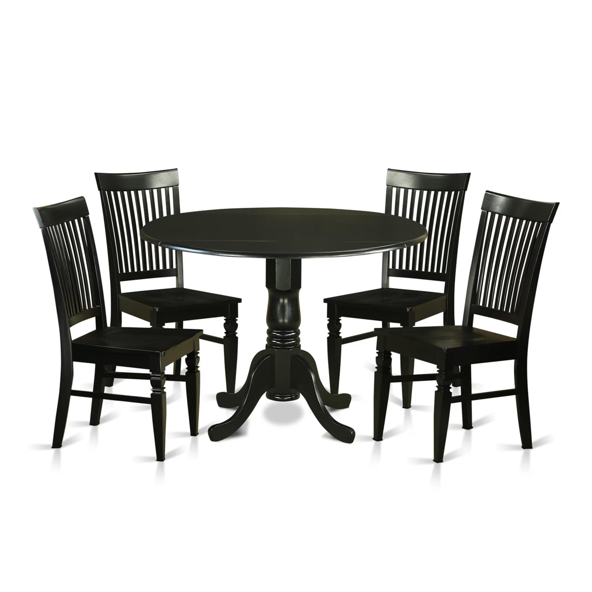 DLWE5-BLK-W 5 Piece Dinette Set for 4 Includes a Round Dining Table with Dropleaf and 4