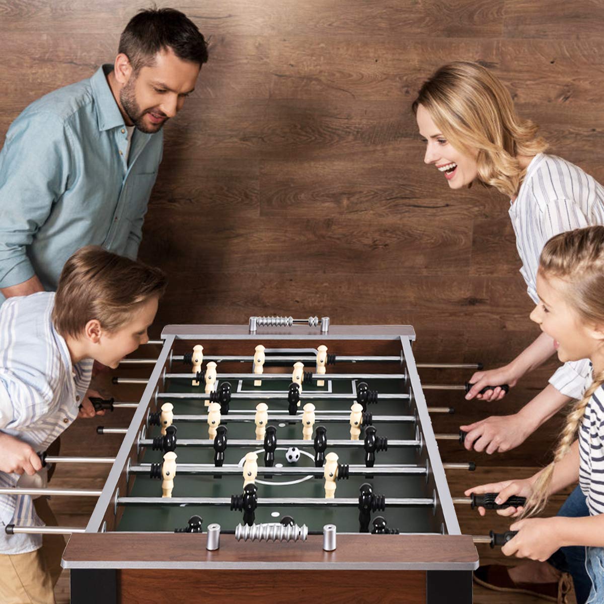 Foosball Table, 54” Full Sized Soccer Game Table with 2 Footballs