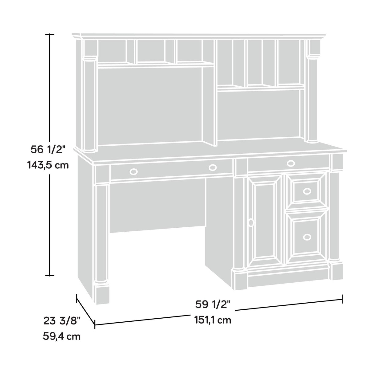 Palladia Computer Desk and Hutch, Select Cherry finish