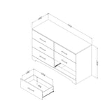 South Shore Gramercy 6-Drawer Double Dresser, 18.88"D x 51.12"W x 31.12"H, Pure White