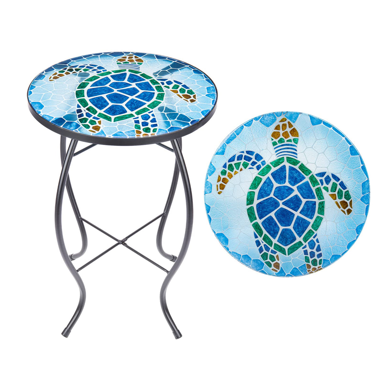 Patio Side Table Outdoor Accent Table Bistro Coffee Table Plant End Table Small Porch Table