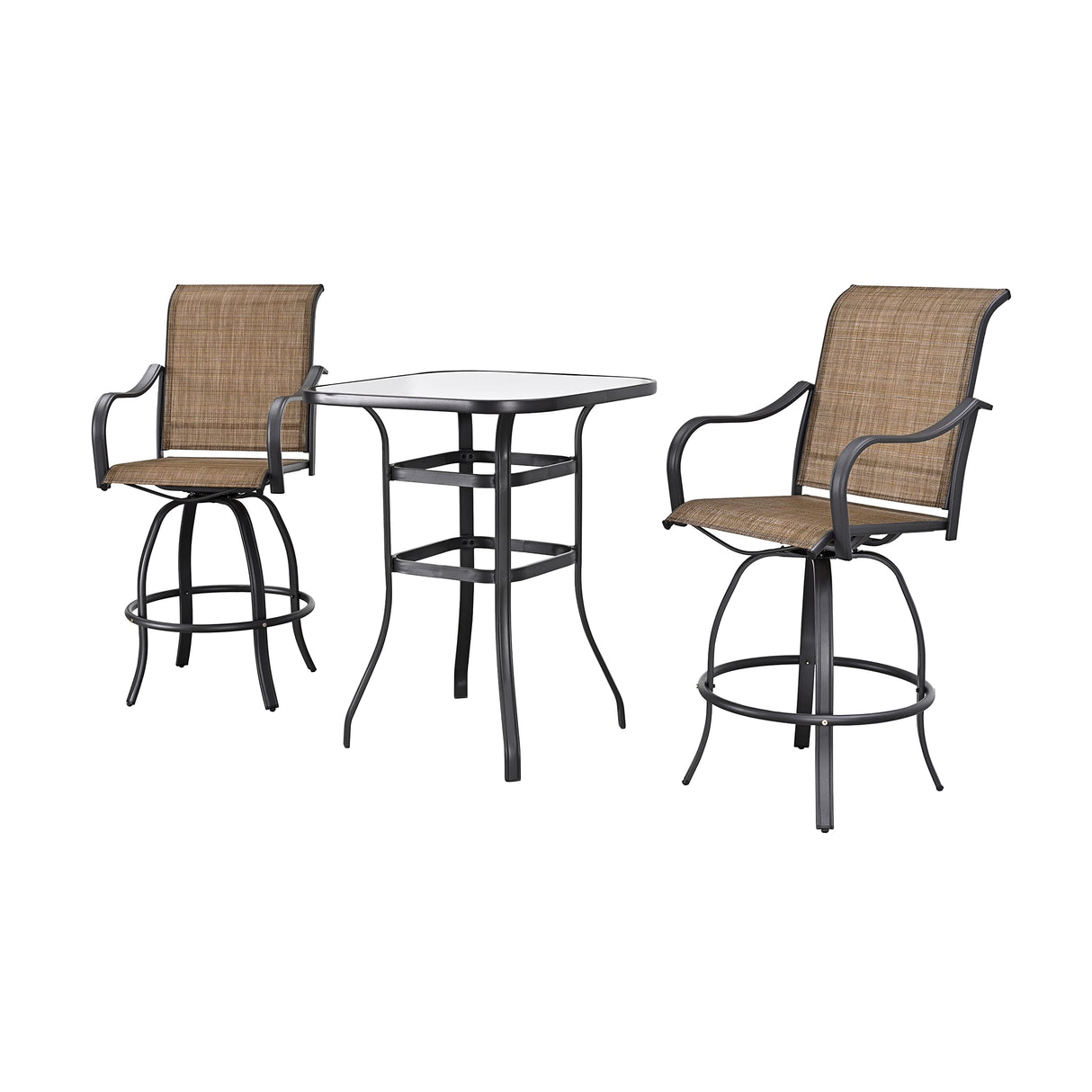 Patio Bar High Swivel Stools 2 Tall 1 Height Outdoor Bistro Table