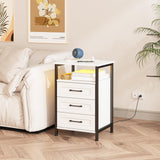 Nightstands Set of 2 with Charging Station, 3 Drawers Nightstands