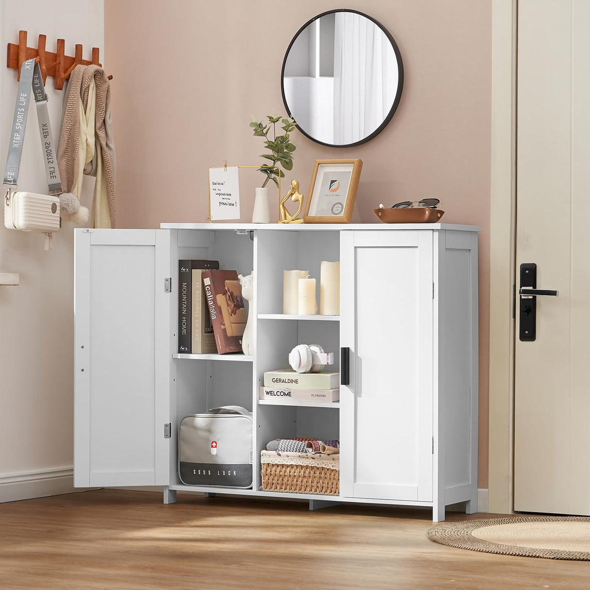 File Cabinet, Mobile Lateral Filing Cabinet with Lock for Home Office