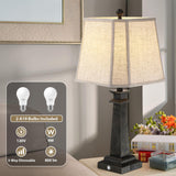 27.5" Farmhouse Table Lamps Set of 2 with USB Charging Ports