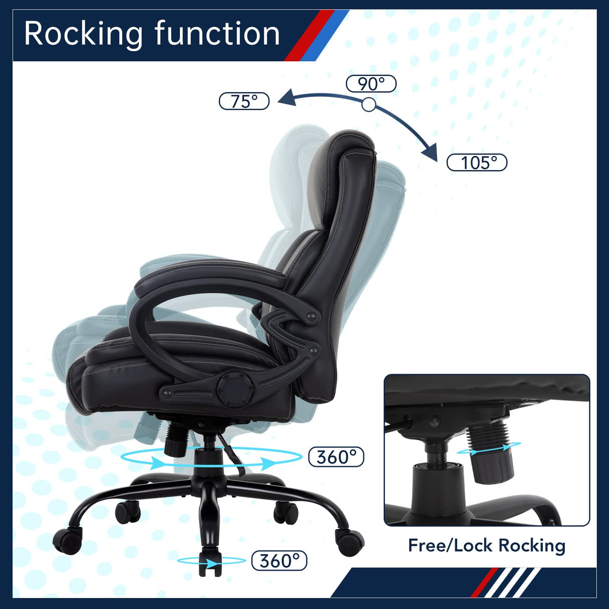 Big and Tall Office Chair 400lbs Wide Seat Ergonomic Desk Chair with Lumbar Support