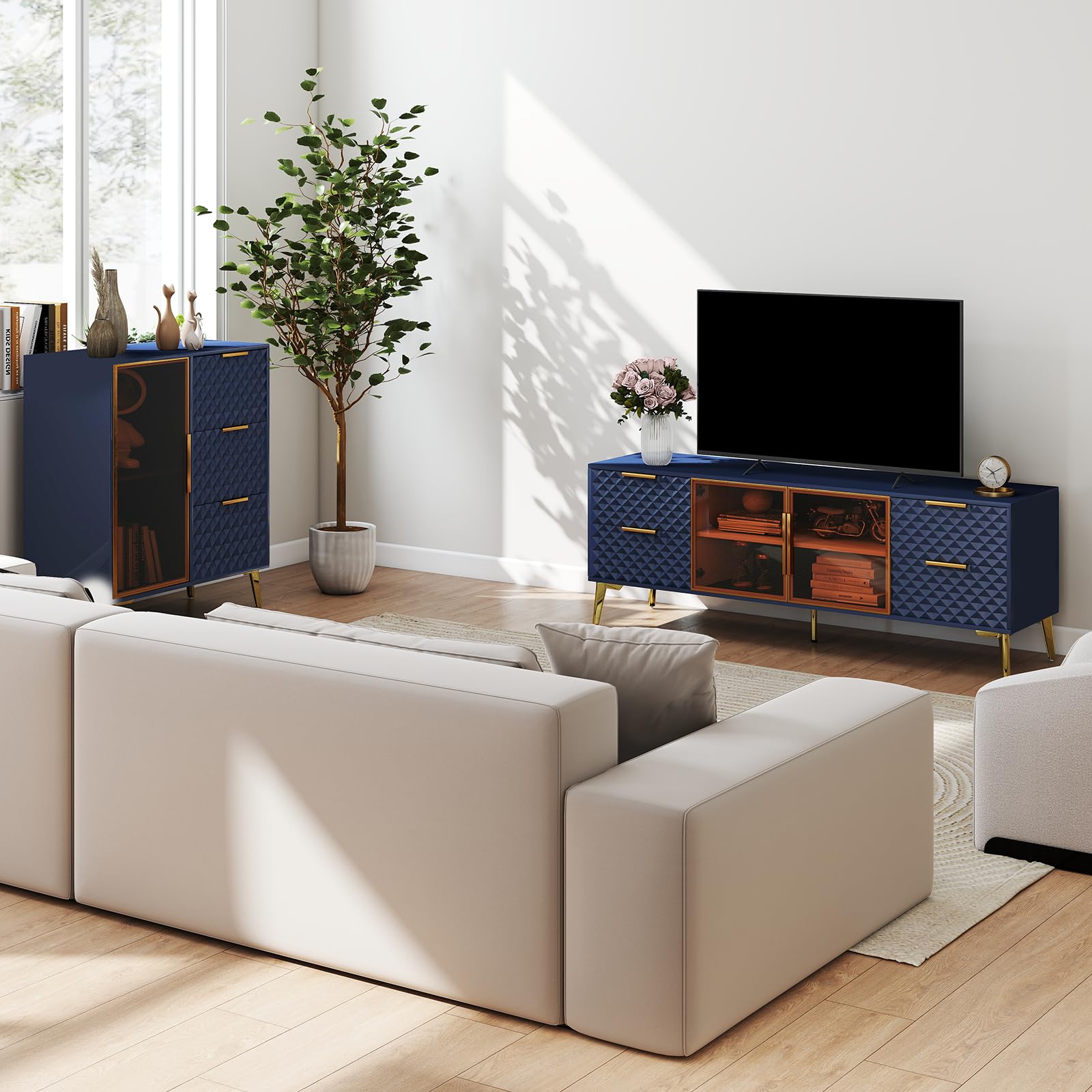 59" Modern TV Stand for 55-65 Inch TVs with Storage