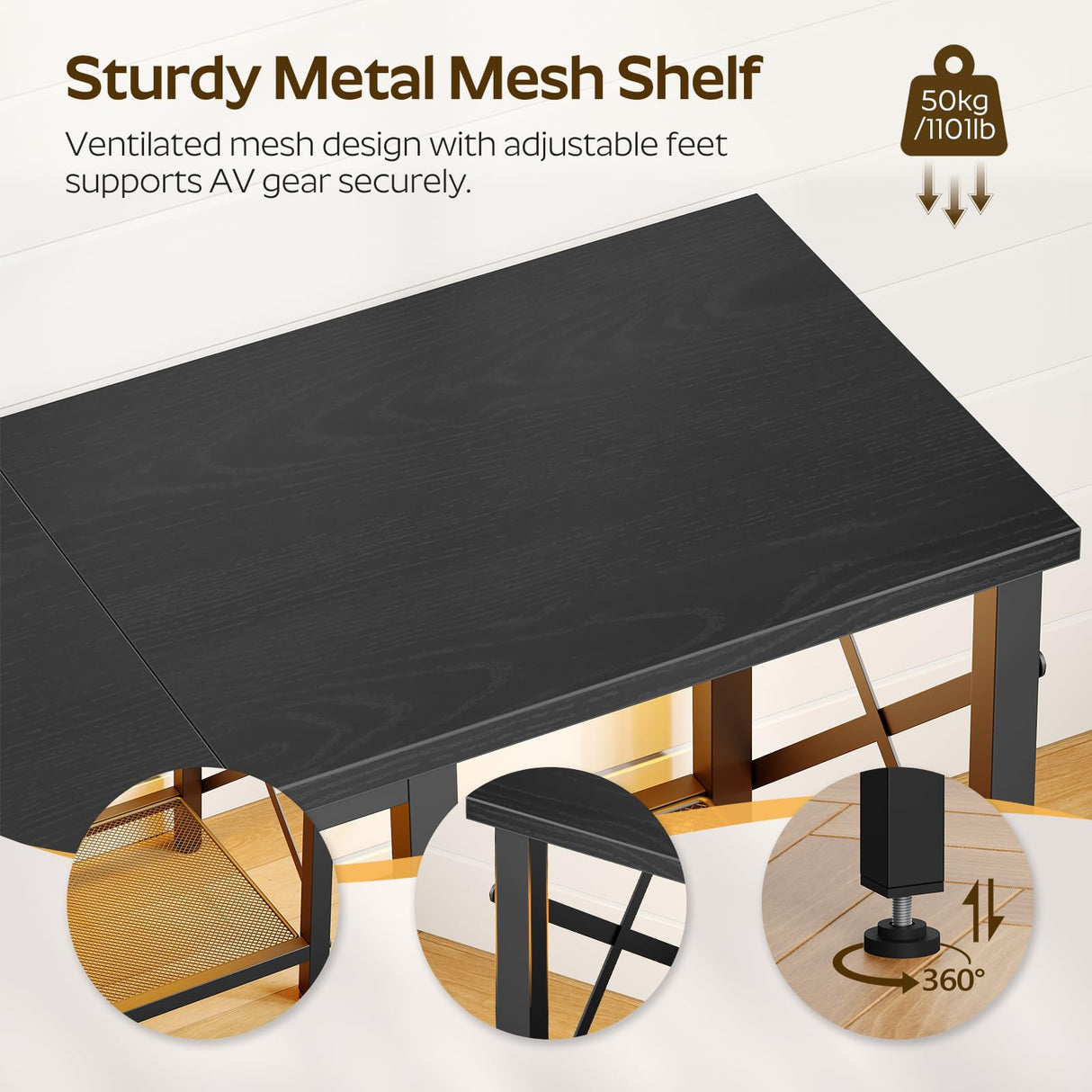 TV Stand with LED Lights - 50 Inch Entertainment Center with Storage