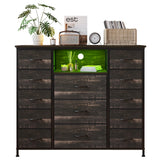 13 Drawers Dresser, Dressers with Fabric Drawers，Open Shelf