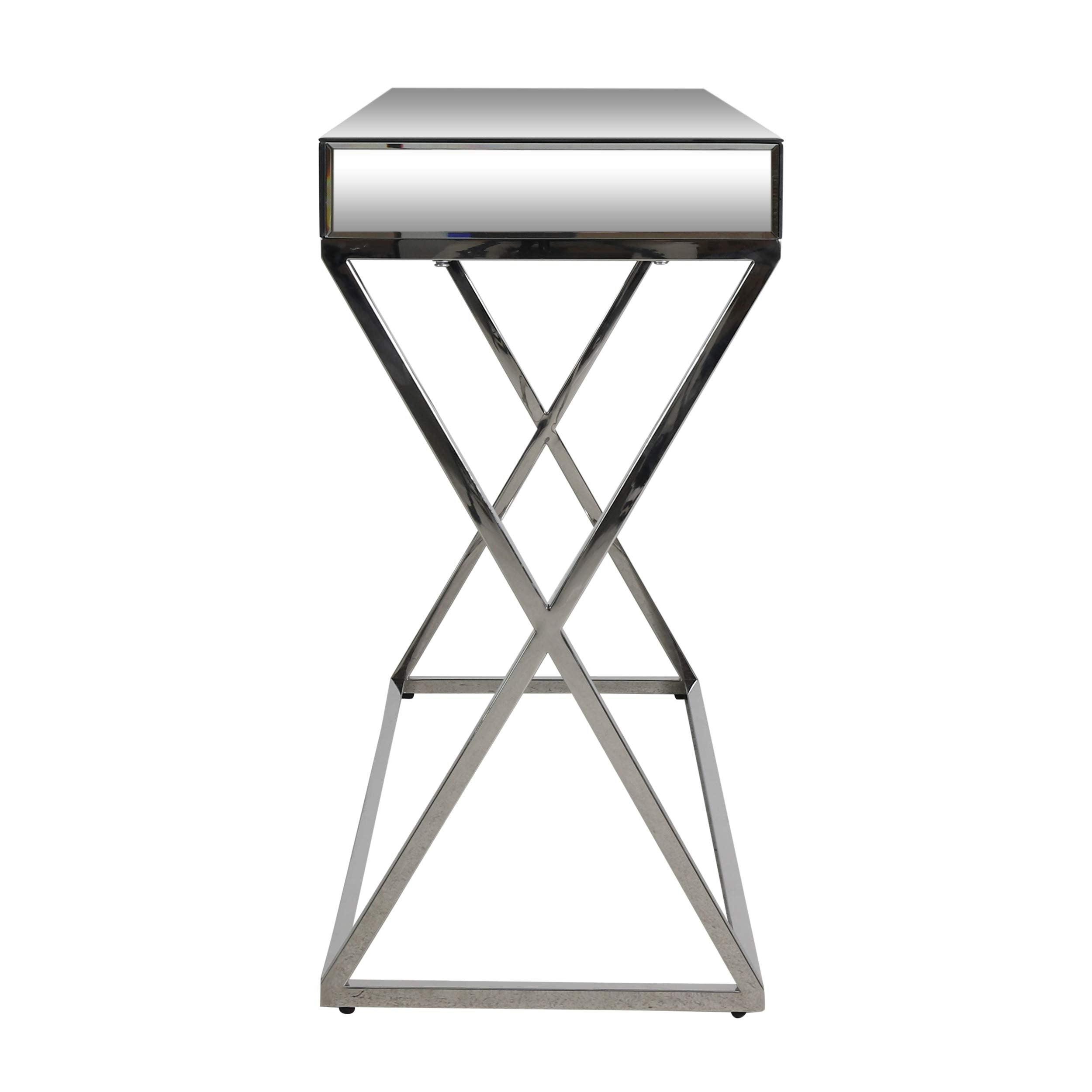 Nikita Modern Glam Console Table with Mirror Tabletop, Silver