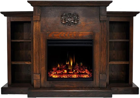 Sanoma 72'' Electric Multi Color LED Fireplace with Charred Log Insert