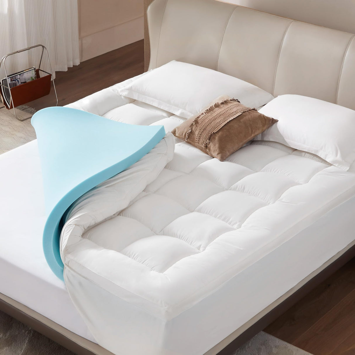 Memory Foam Mattress Topper Full, Dual Layer 4 Inch Mattress Topper, 2"