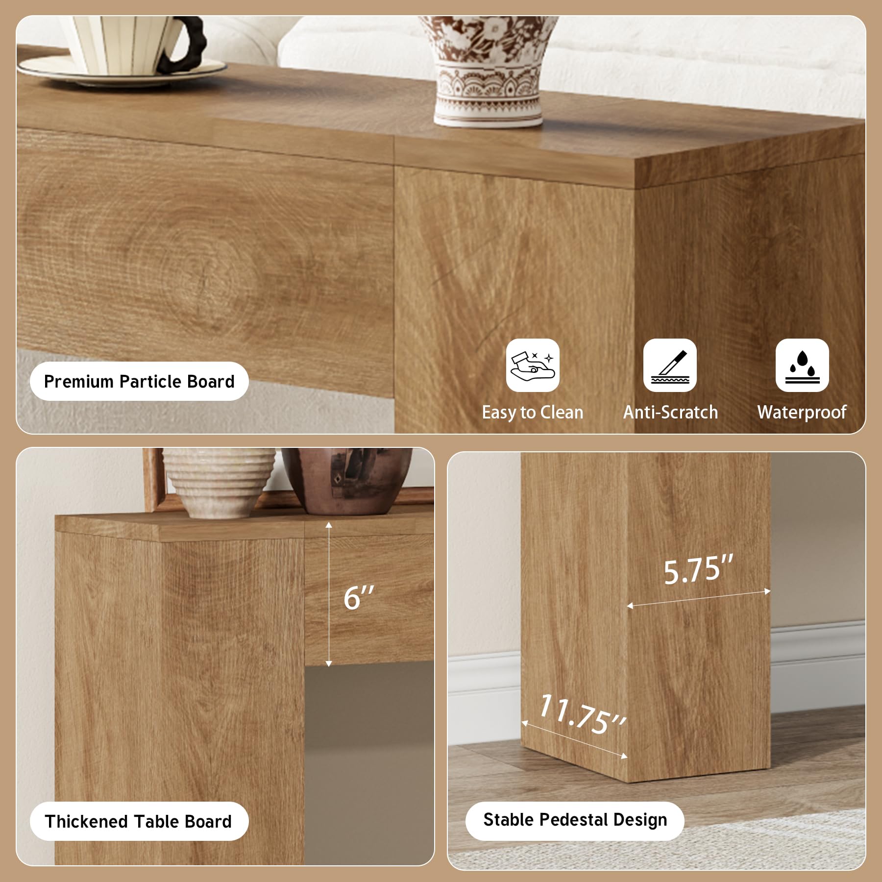 43-Inch Wood Console Table - Farmhouse Entryway Accent
