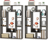 35.5” Geometric Bookshelf, Freestanding Wood Open Bookcase with 7 Cubes, Anti-Toppling Devices, Home Office Décor Rectangular Storage Shelf Display Rack for Study Living Room (1, Natural)