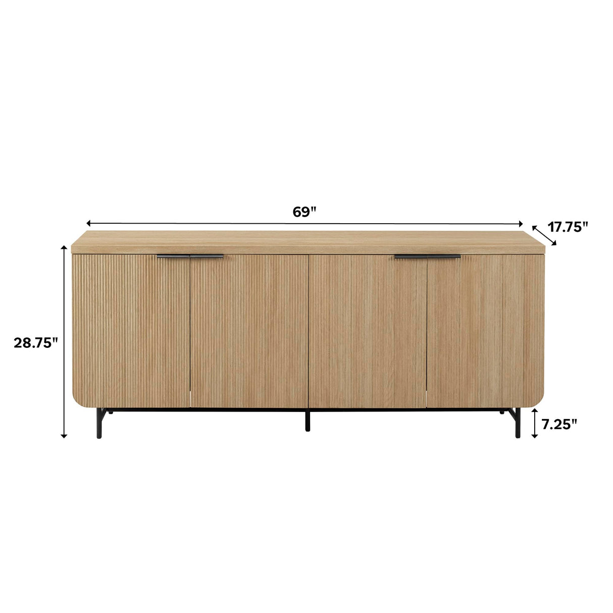 Modern Scandinavian Fluted Door Kitchen Storage Sideboard Buffet Cabinet Console,