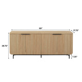 Modern Scandinavian Fluted Door Kitchen Storage Sideboard Buffet Cabinet Console,