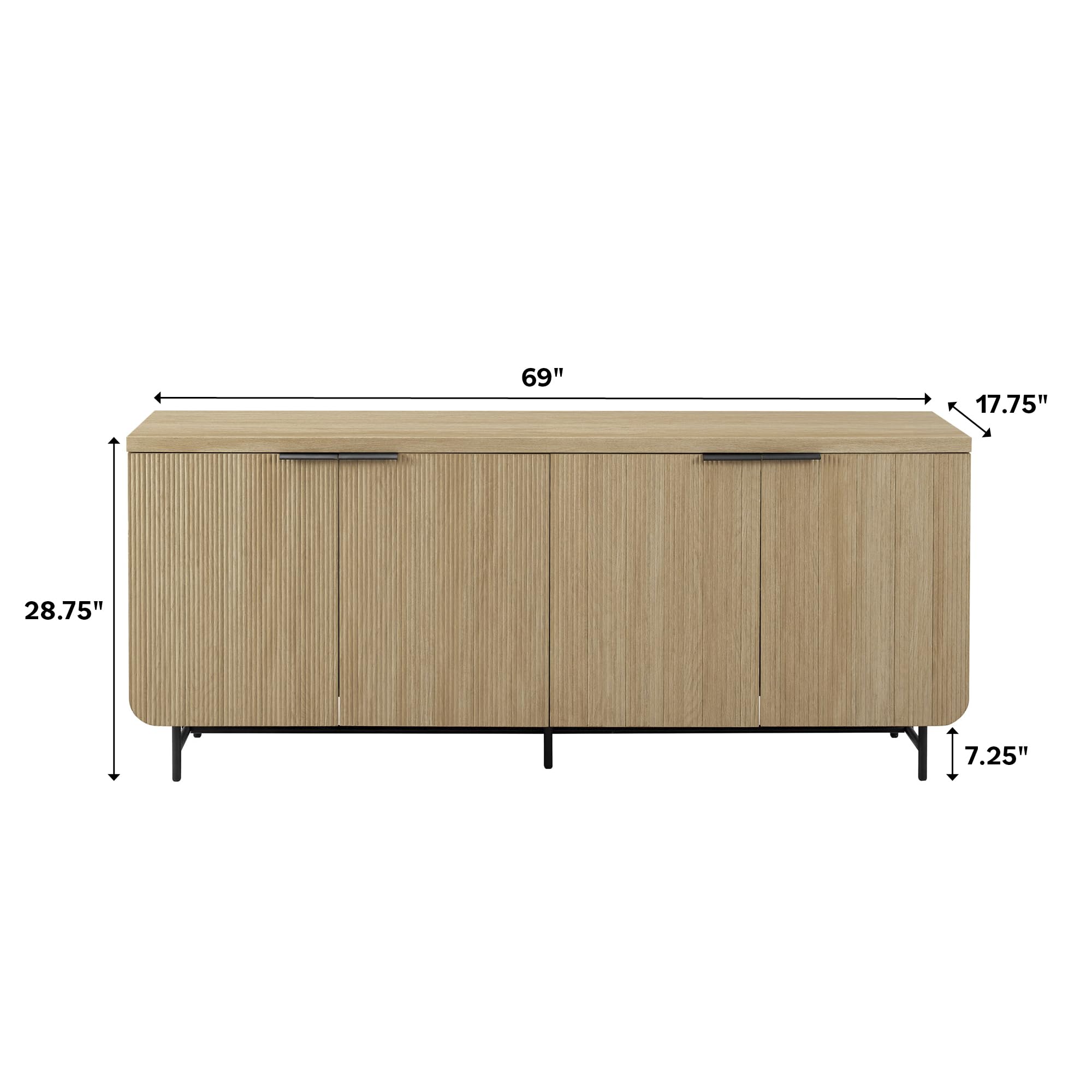 Modern Scandinavian Fluted Door Kitchen Storage Sideboard Buffet Cabinet Console,