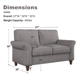 57" Comfy Loveseat Sofa, 2 Seater Small Sofa Couch with Tapered Wood Legs