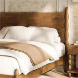 Queen Size Solid Wood Spindle Bed Frame with Four Posts - Walnut Finish