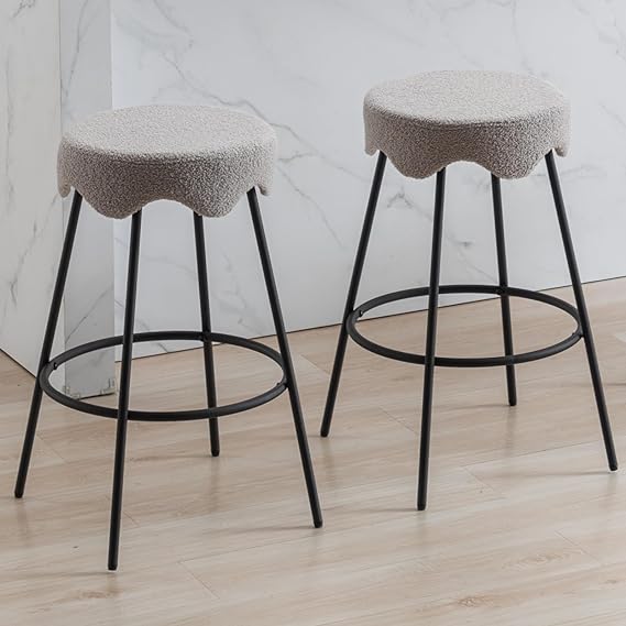 Counter Height Bar Stools Set of 2, Modern Backless Upholstered Bar Stools