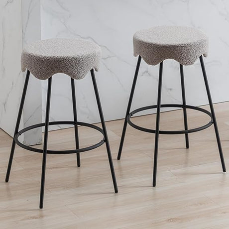 Counter Height Bar Stools Set of 2, Modern Backless Upholstered Bar Stools