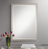 Metzeo Rectangular Vanity Decorative Wall Mirror Modern Sleek Brushed Nickel Metal