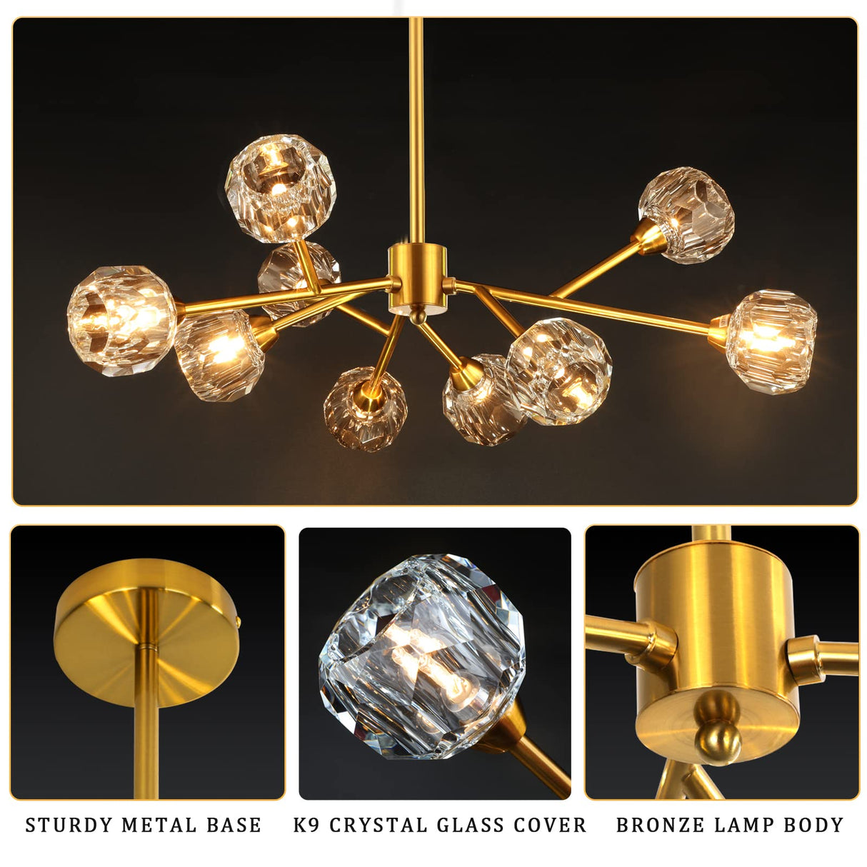 Sputnik Chandeliers for Dining Room Light Fixture, Modern Crystal Chandeliers