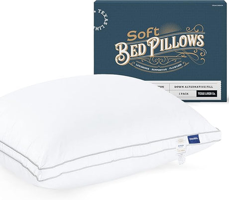 CO. Hotel Collection Bed Pillows for Sleeping - Queen Size, Set of 1/2 - Extra Soft, Cooling,